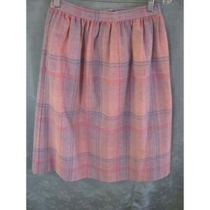 VTG Brian David Skirt Size 10 / 11 Tartan Plaid Midi Pastel Made in Canada